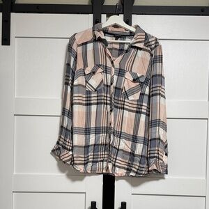 Torrid Plaid Button-Up Shirt in Pink and Blue